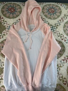Light Pink & White Raglan Hoodie